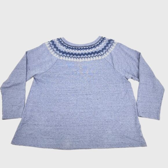 J Jill Fair Isle Embroidery Long Sleeve Top Sweatshirt Women Extra Large XL Blue - Picture 3 of 8